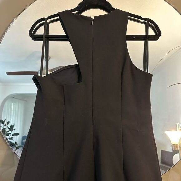 Halston Heritage Black Ponte Cut Out Asymmetrical Sleeveless Bodycon Mini Dress - Picture 6 of 7